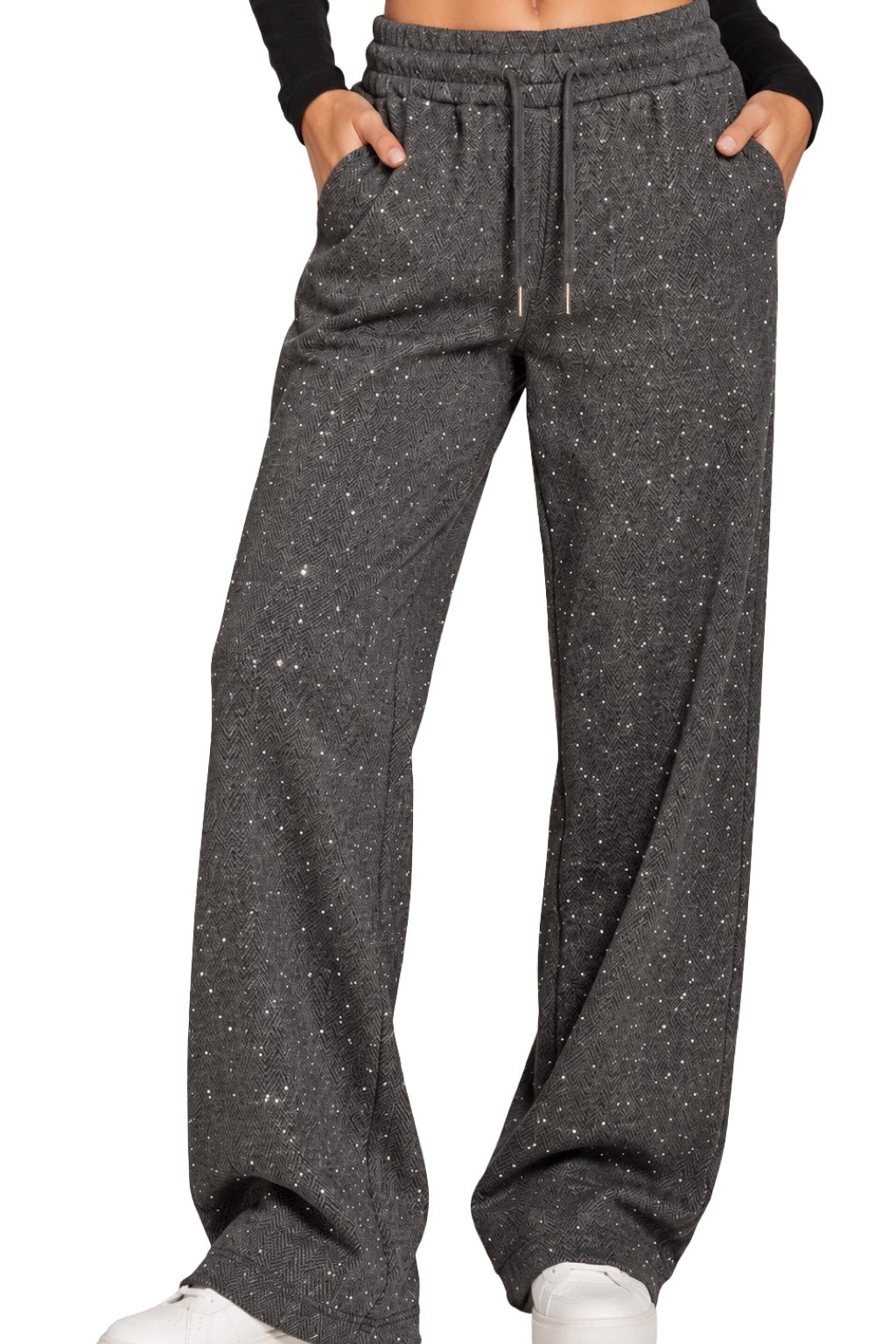 Pantaloni Felpati con Brillantini