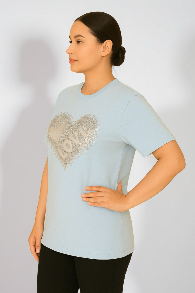 T-Shirt Cuore Paillettes
