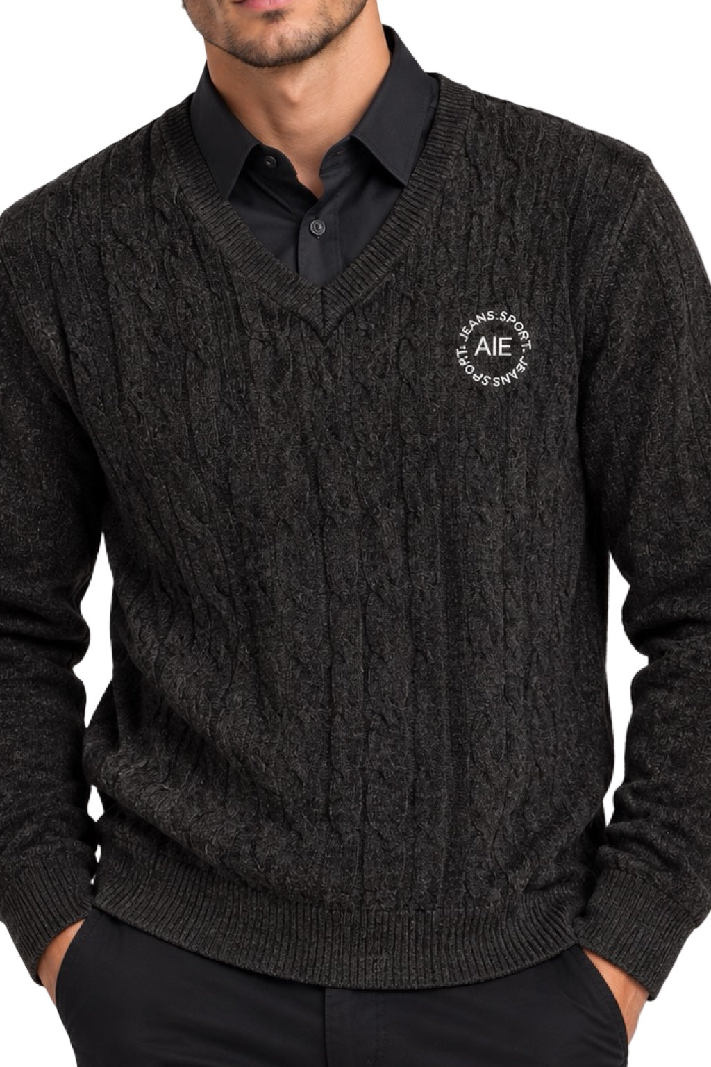 Maglione Uomo Scollo Camicia