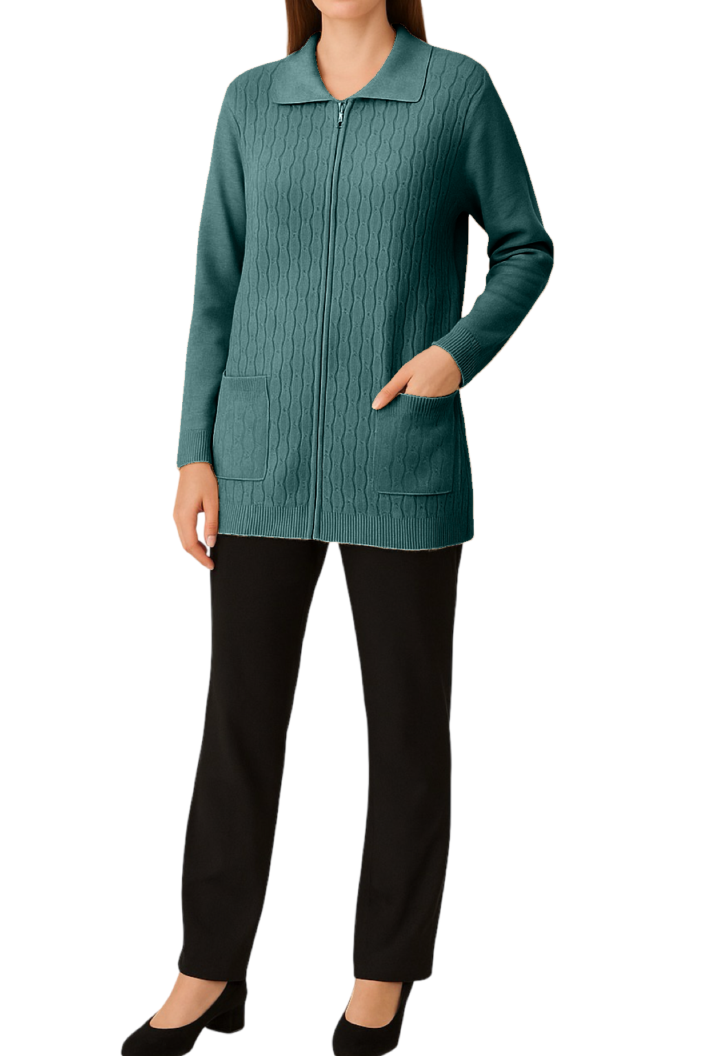 Maglione con Zip e Tasche