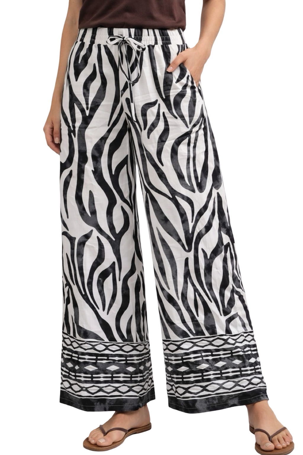 Pantaloni Ampi Fantasia Astratta