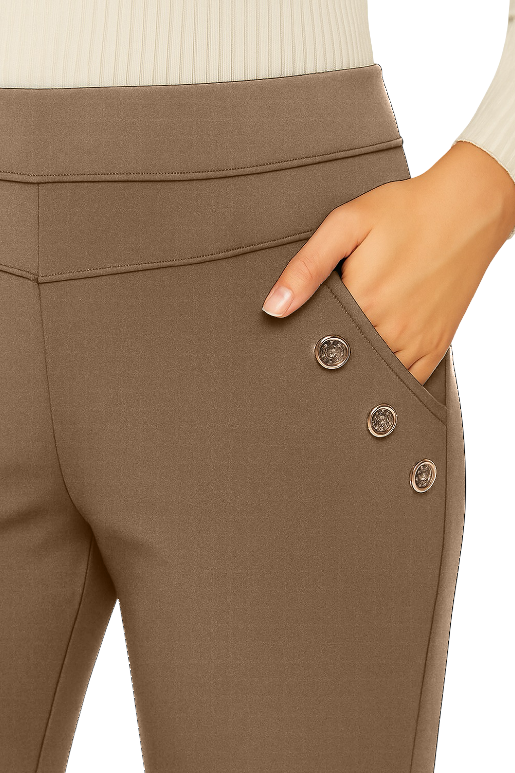 Pantaloni Vita Alta con Bottoni