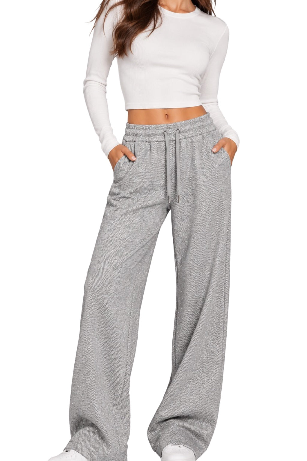 Pantaloni Felpati con Brillantini