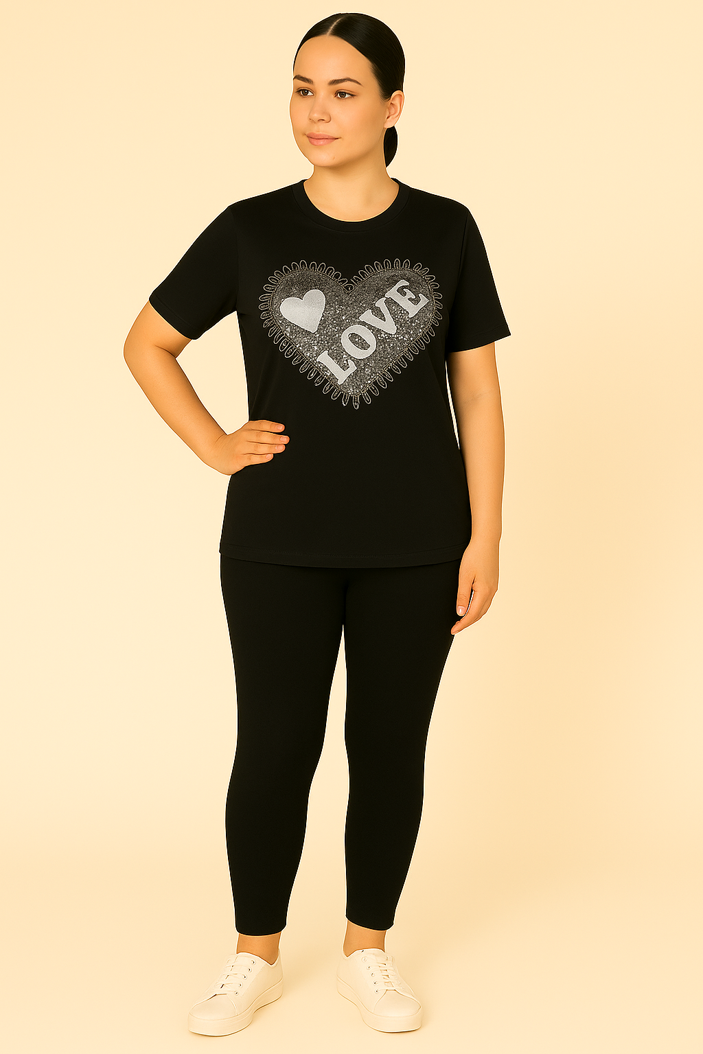 T-Shirt Cuore Paillettes