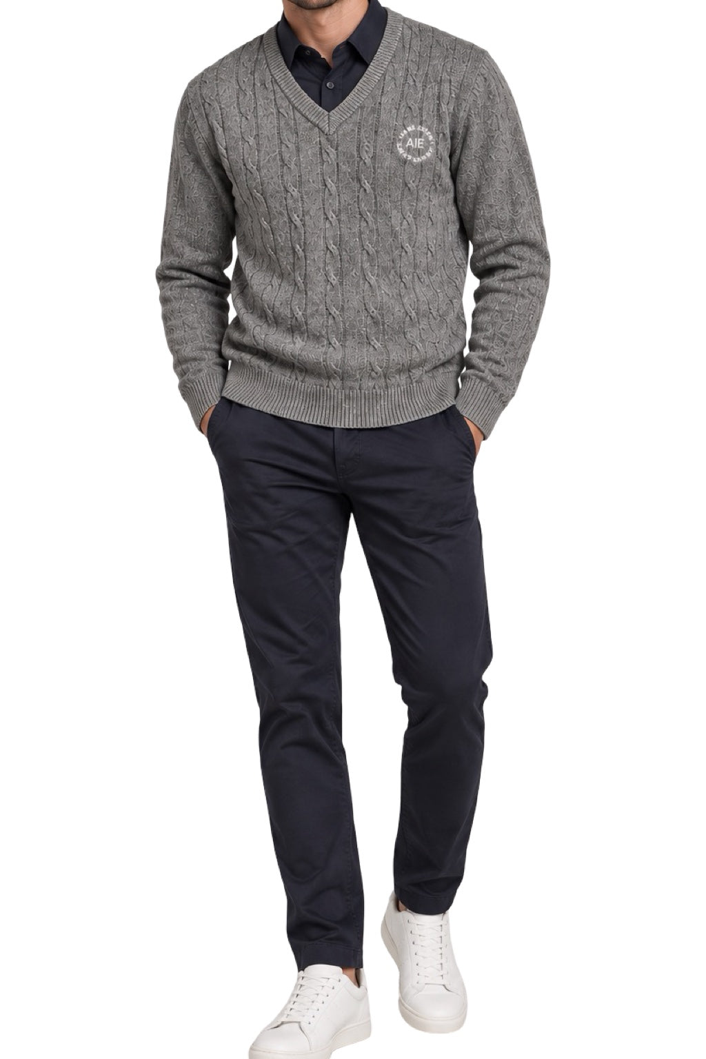 Maglione Uomo Scollo Camicia