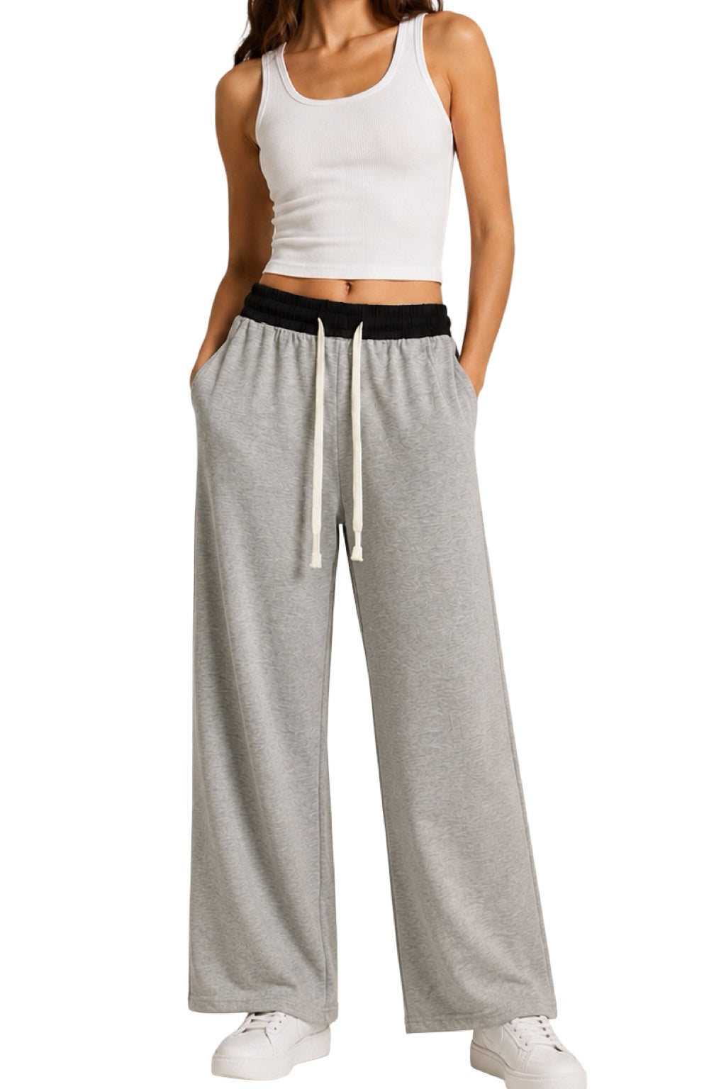 Pantaloni Tuta Elastico a Contrasto