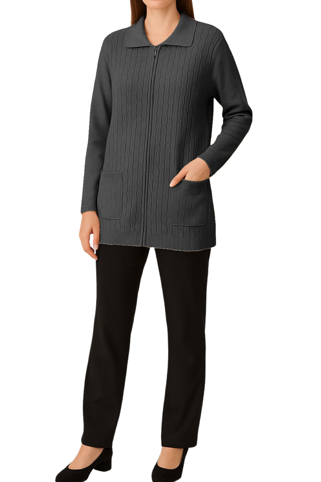 Maglione con Zip e Tasche