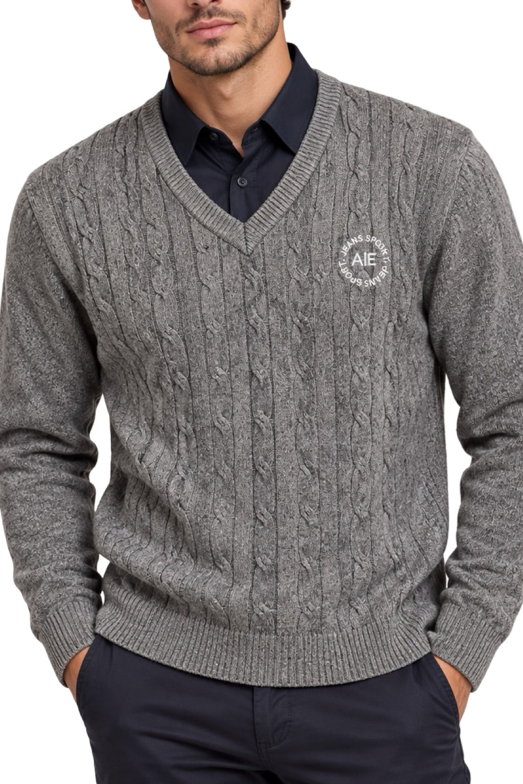 Maglione Uomo Scollo Camicia