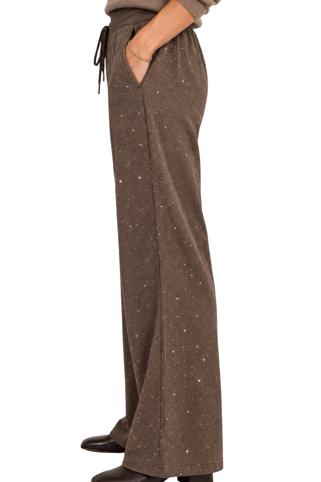 Pantaloni Felpati con Brillantini