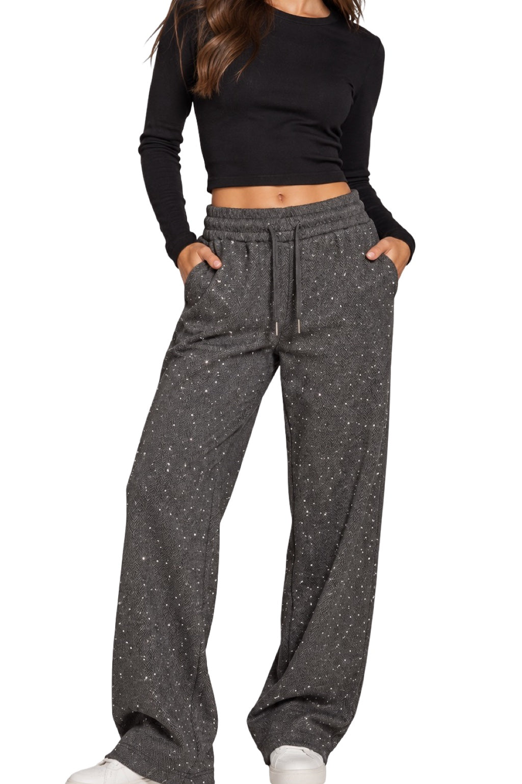 Pantaloni Felpati con Brillantini