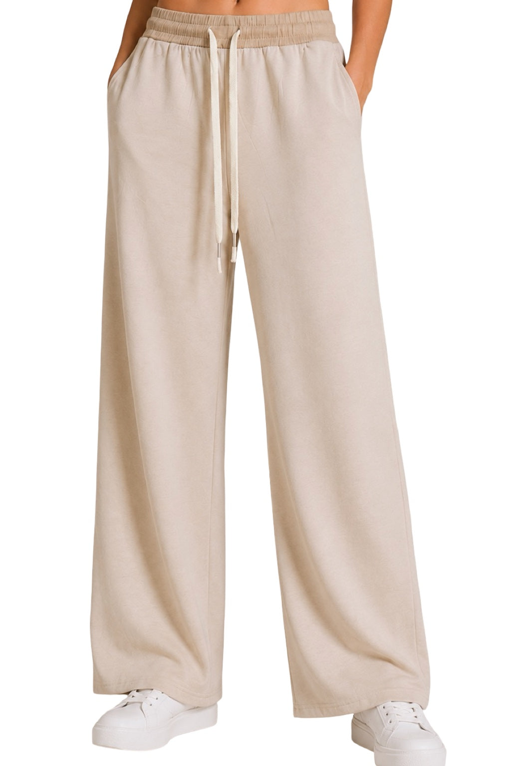 Pantaloni Tuta Elastico a Contrasto