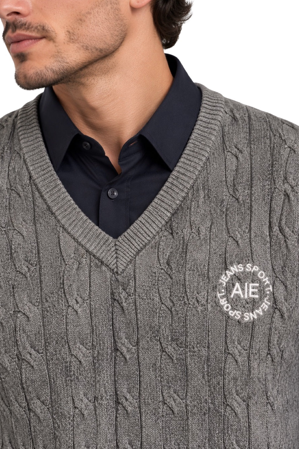 Maglione Uomo Scollo Camicia