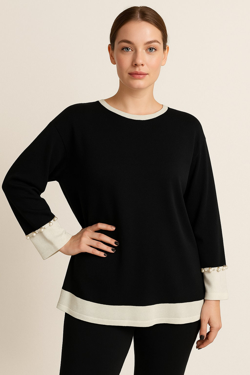 Blusa perline su manica