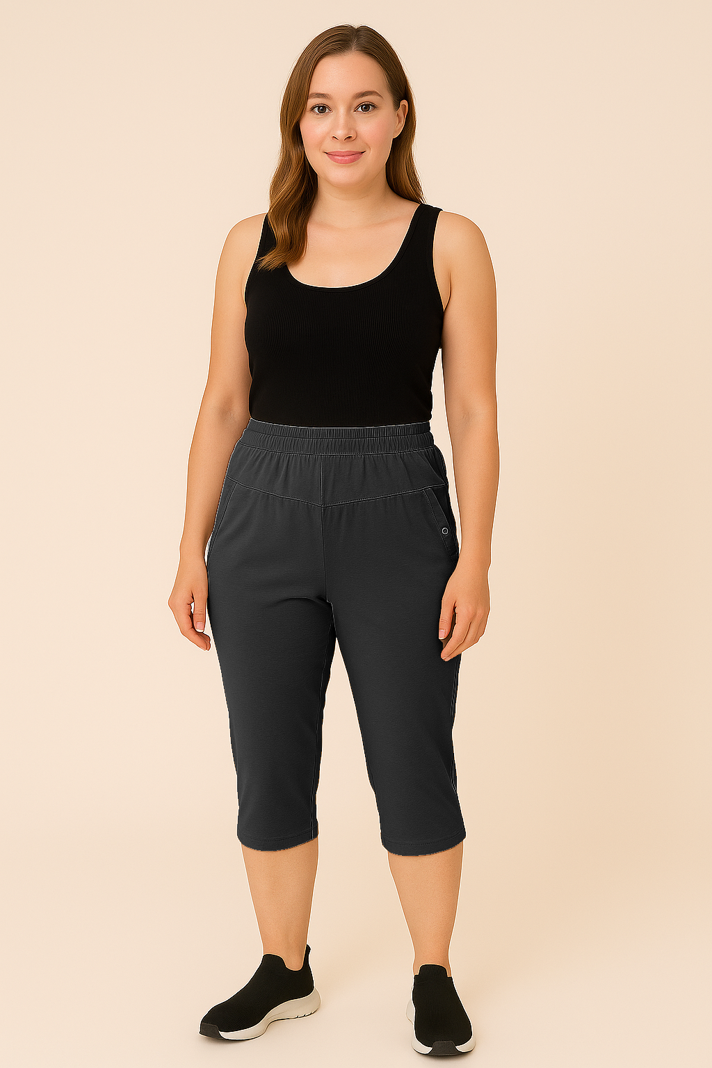 Pantaloni Capri Tinta Unita