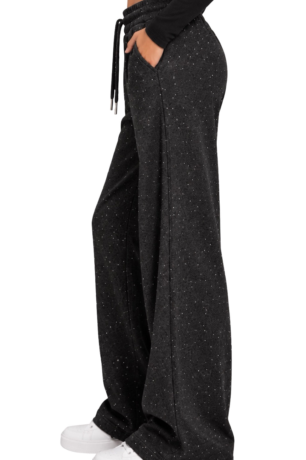 Pantaloni Felpati con Brillantini