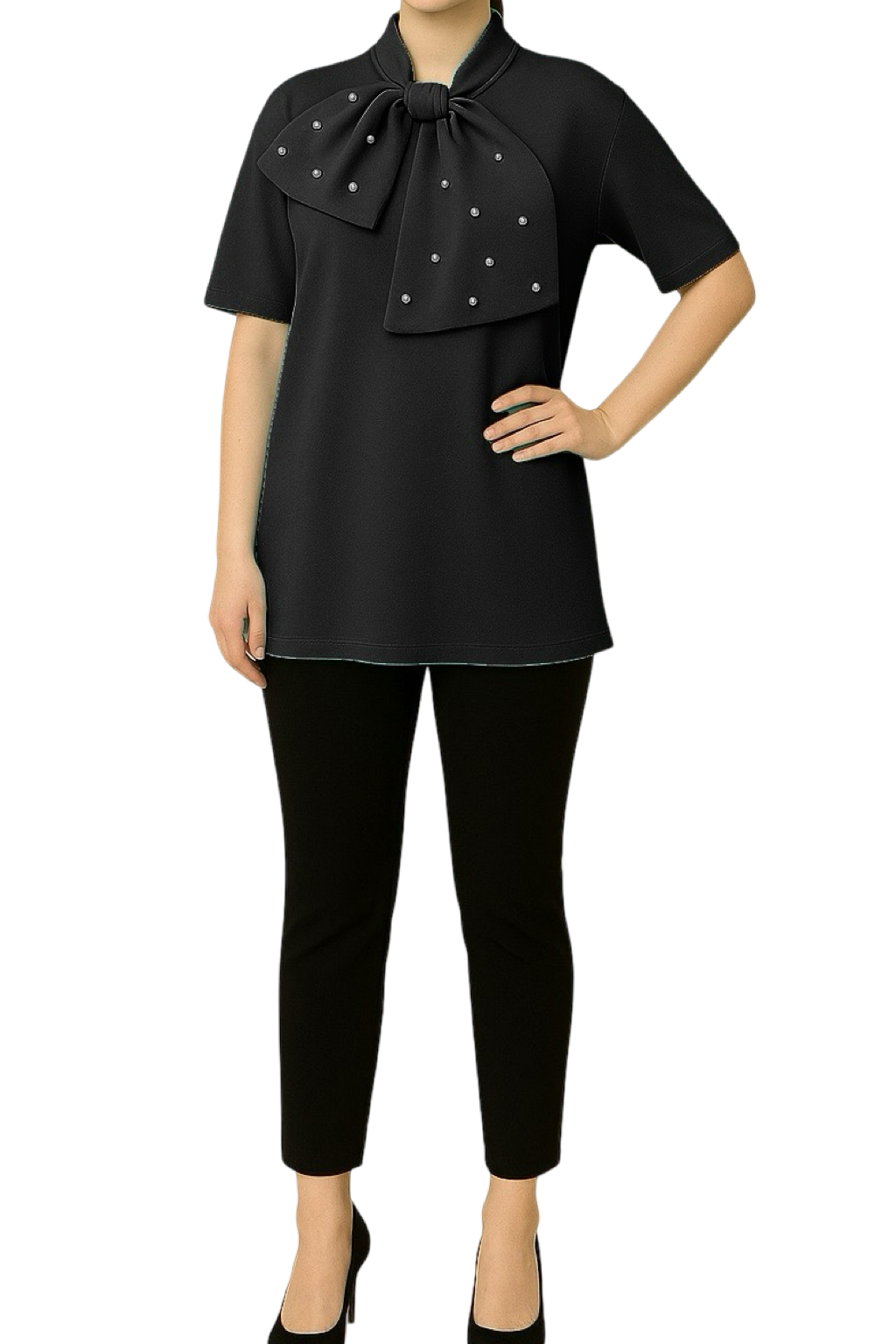 Blusa con Fiocco e Perline