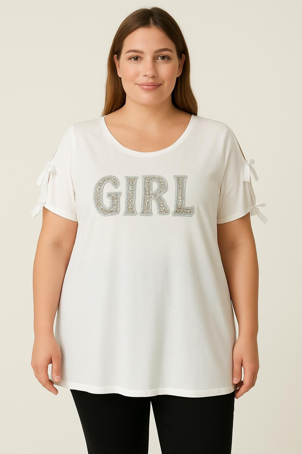 Maglia spalle scoperte con fiocchi