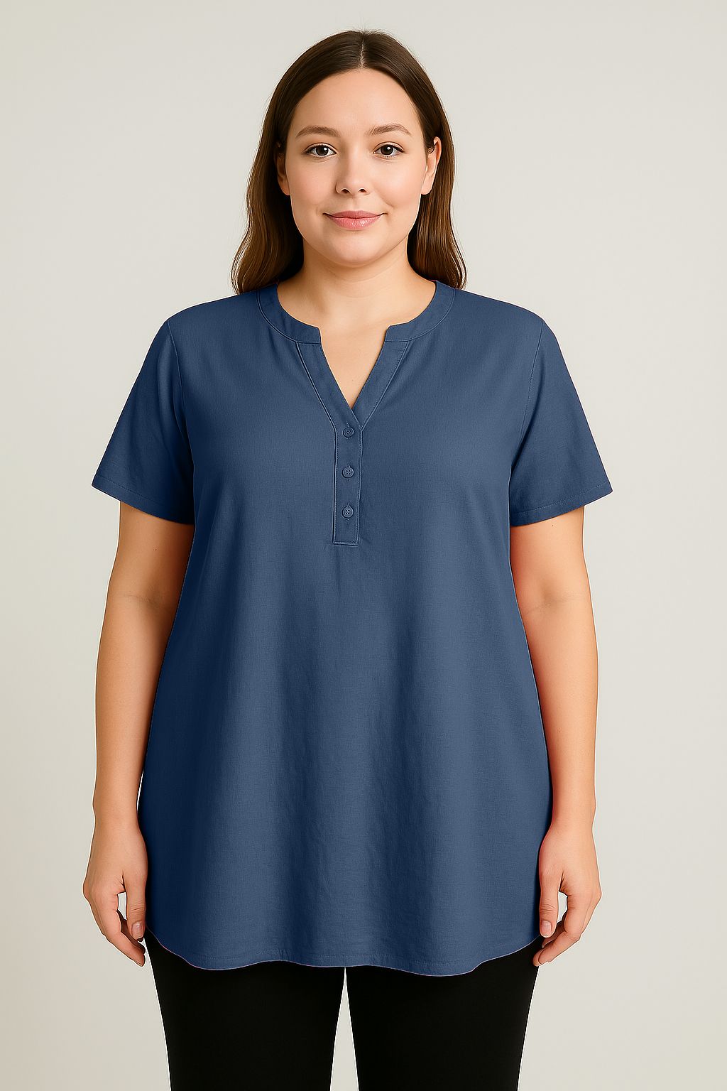 Blusa tinta unita scollo coreana