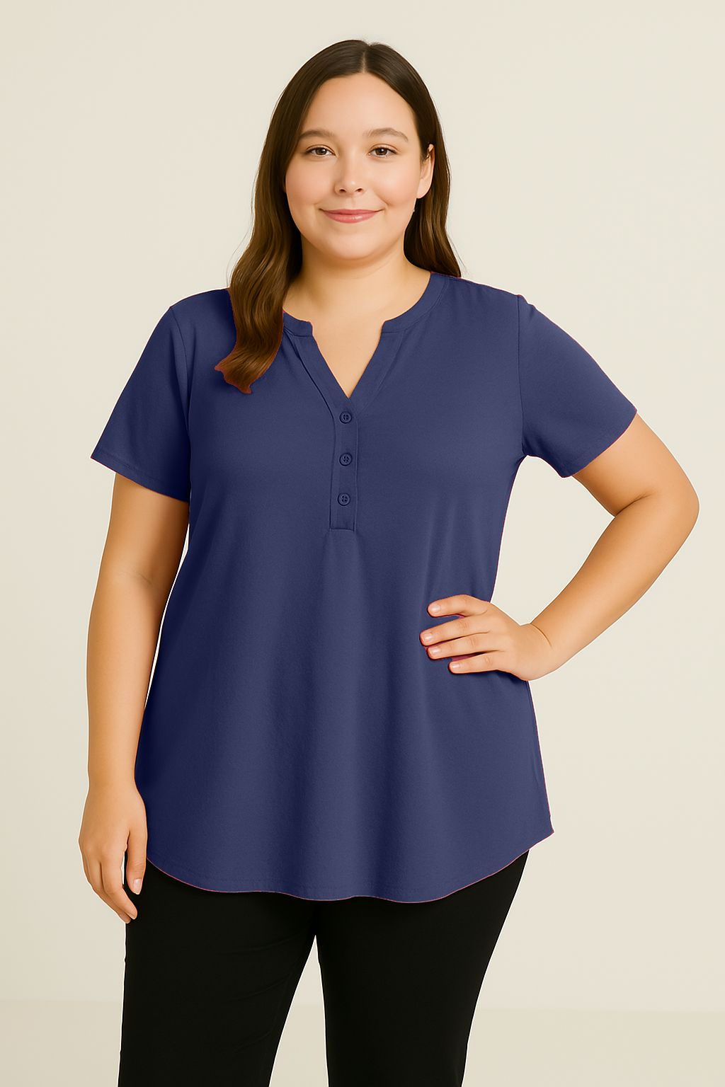 Blusa tinta unita scollo coreana