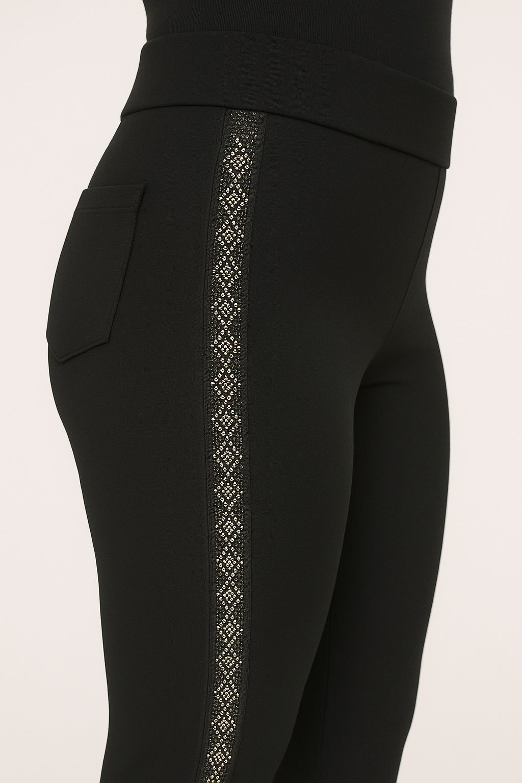Pantalone riga brillantini