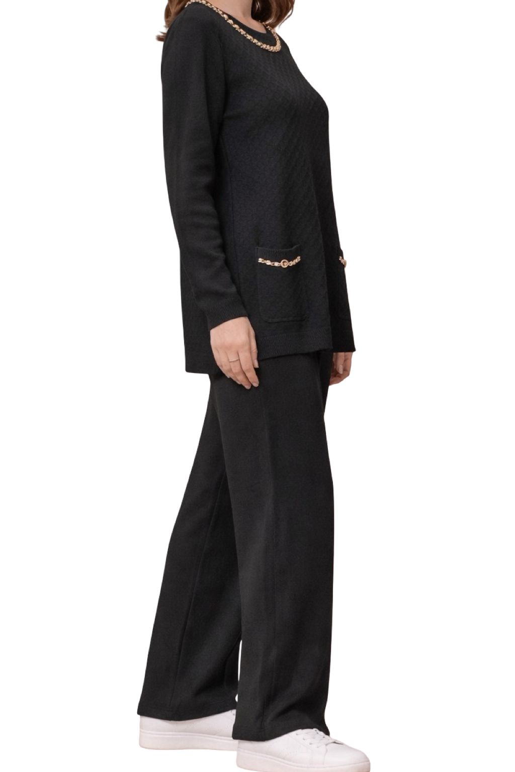 Coordinato in Lana Dettagli Dorati