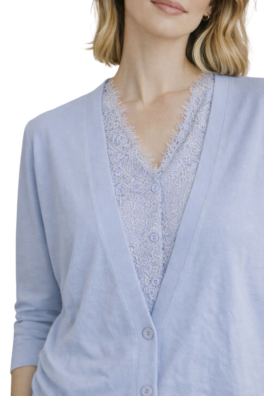 Cardigan con Sottomaglia in Pizzo