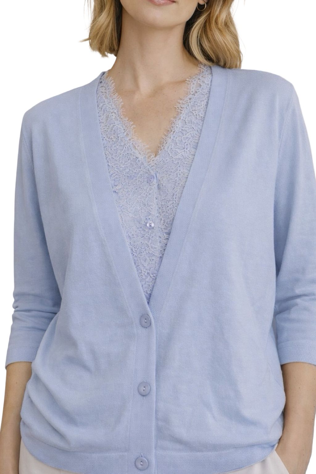 Cardigan con Sottomaglia in Pizzo
