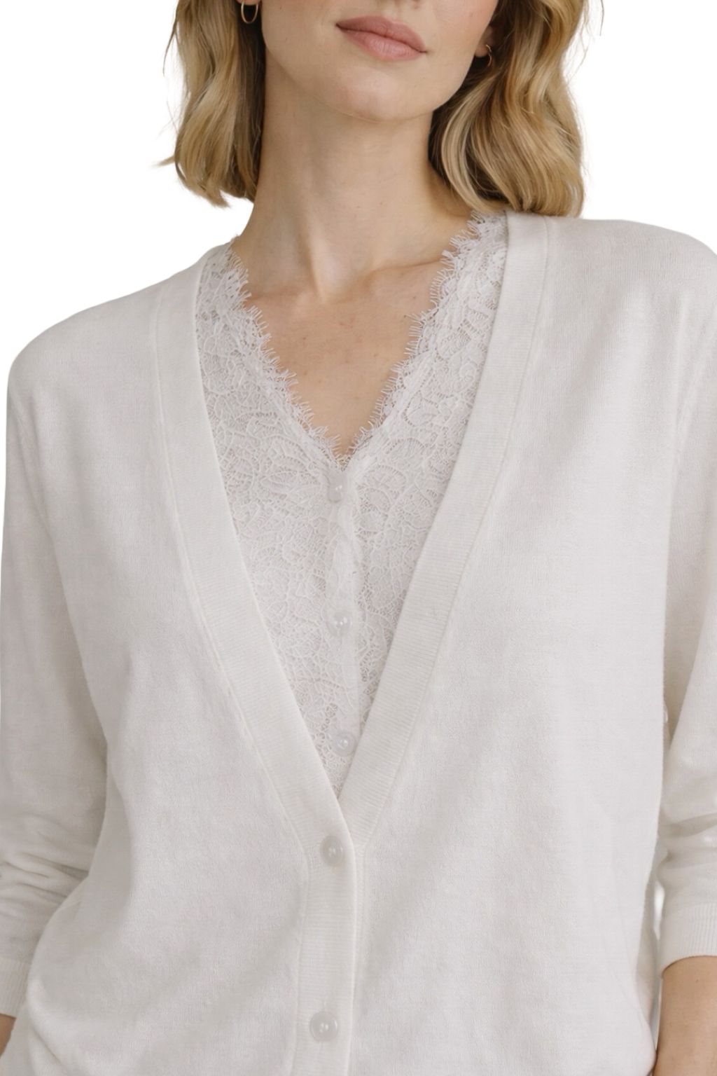 Cardigan con Sottomaglia in Pizzo