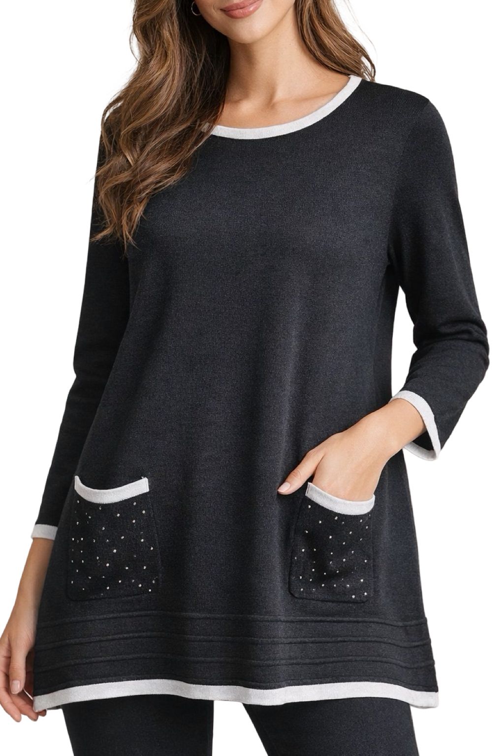 Maglia Lunga Brillantini su Tasche