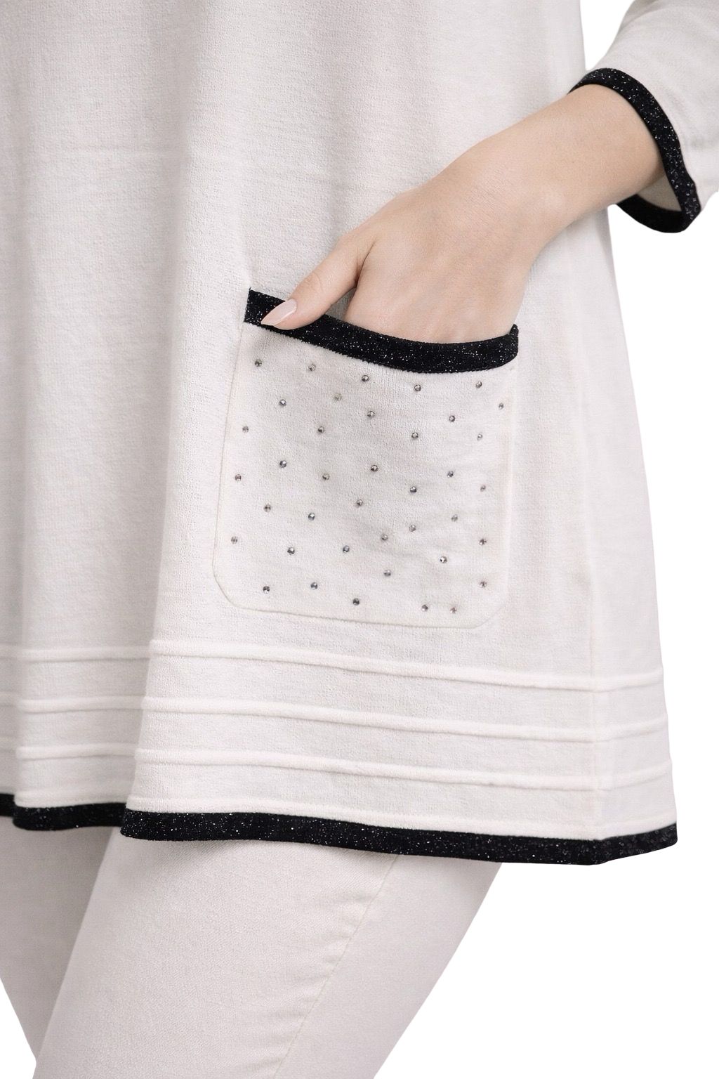 Maglia Lunga Brillantini su Tasche