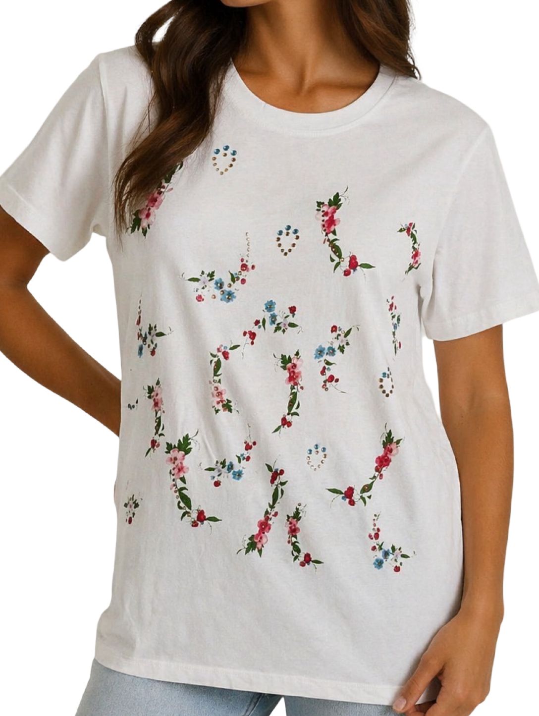 T-Shirt con Motivo Floreale