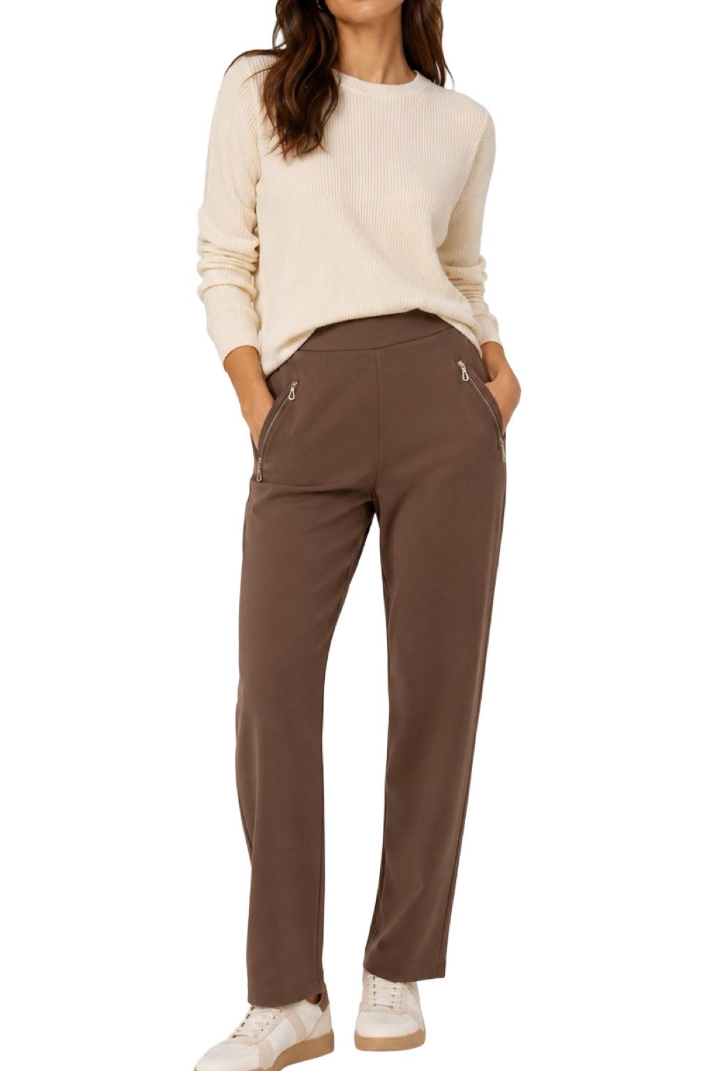 Pantaloni con riporto in ecopelle