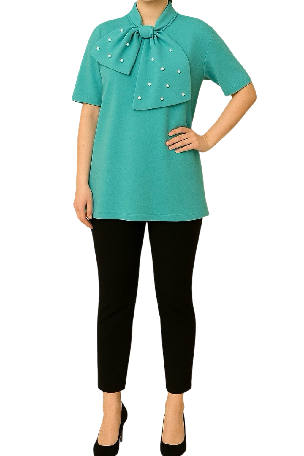 Blusa con Fiocco e Perline