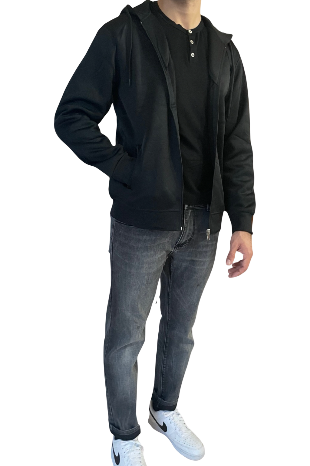 Felpa uomo con zip e cappuccio