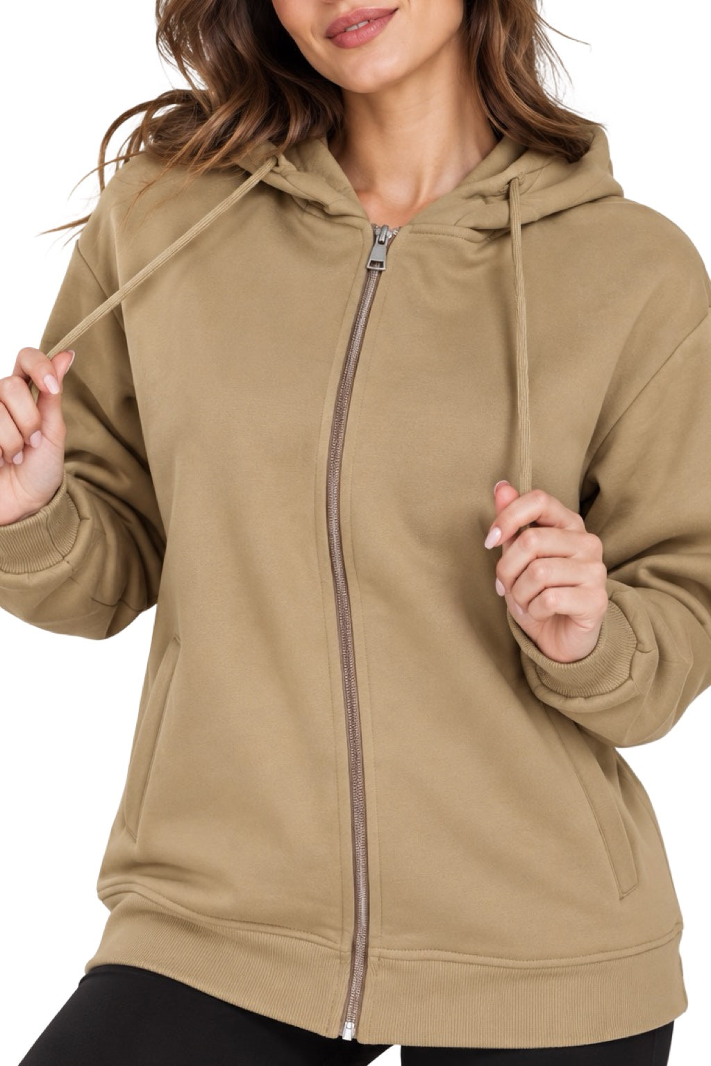 Felpa con zip e cappuccio Donna