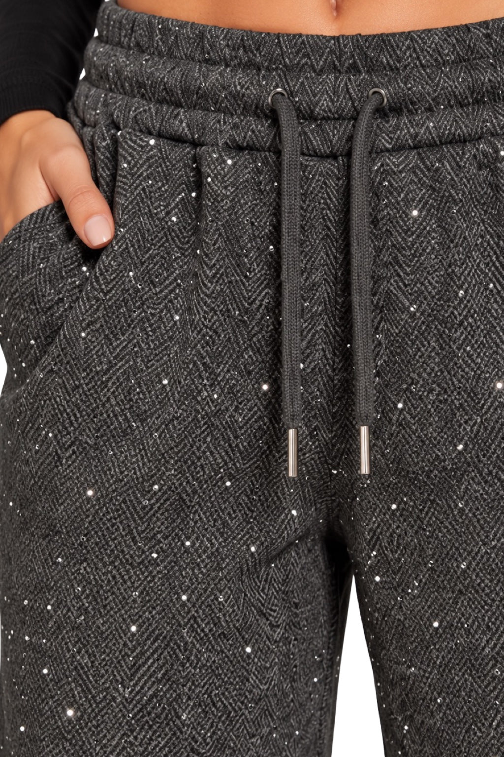 Pantaloni Felpati con Brillantini