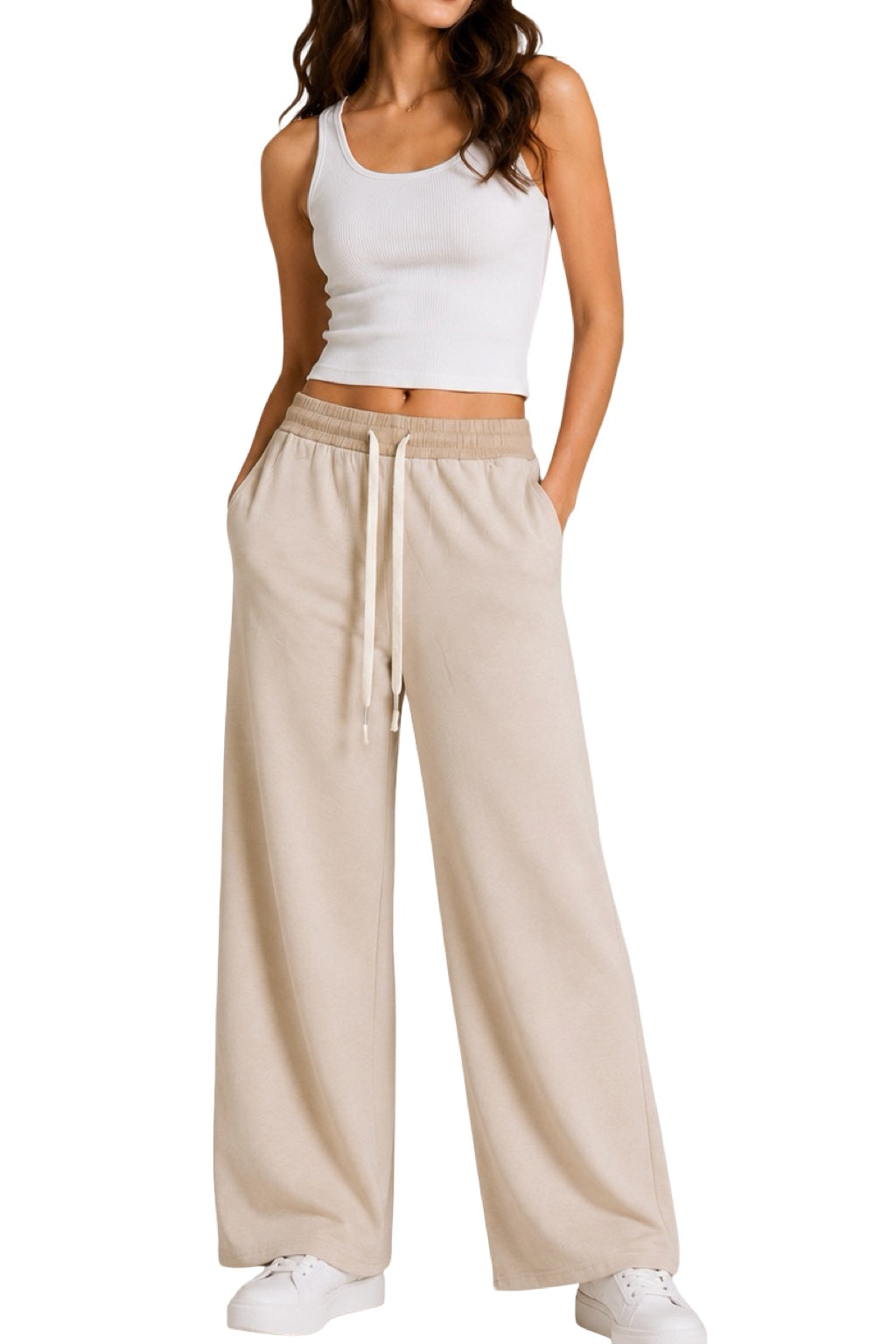 Pantaloni Tuta Elastico a Contrasto