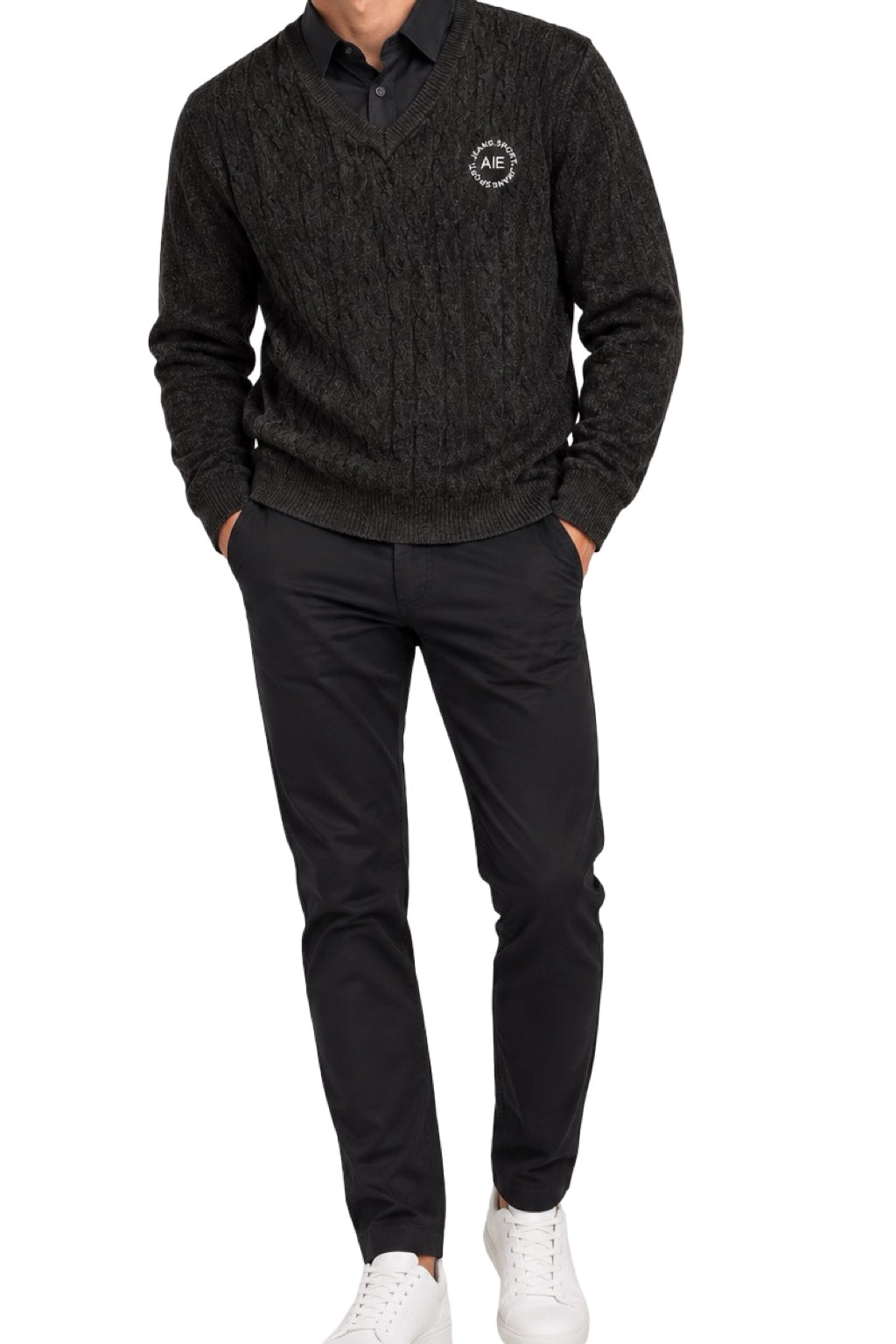 Maglione Uomo Scollo Camicia