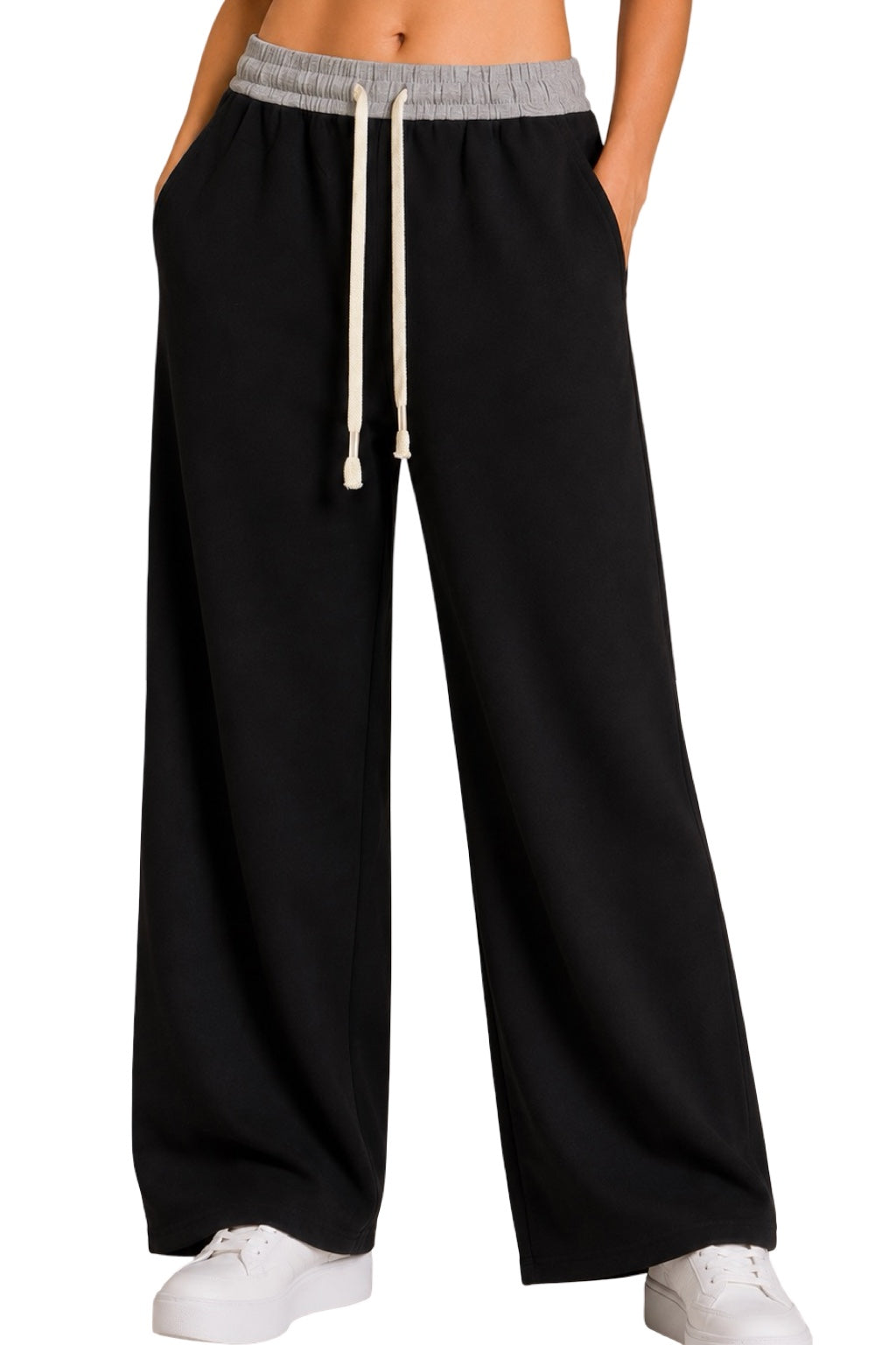 Pantaloni Tuta Elastico a Contrasto