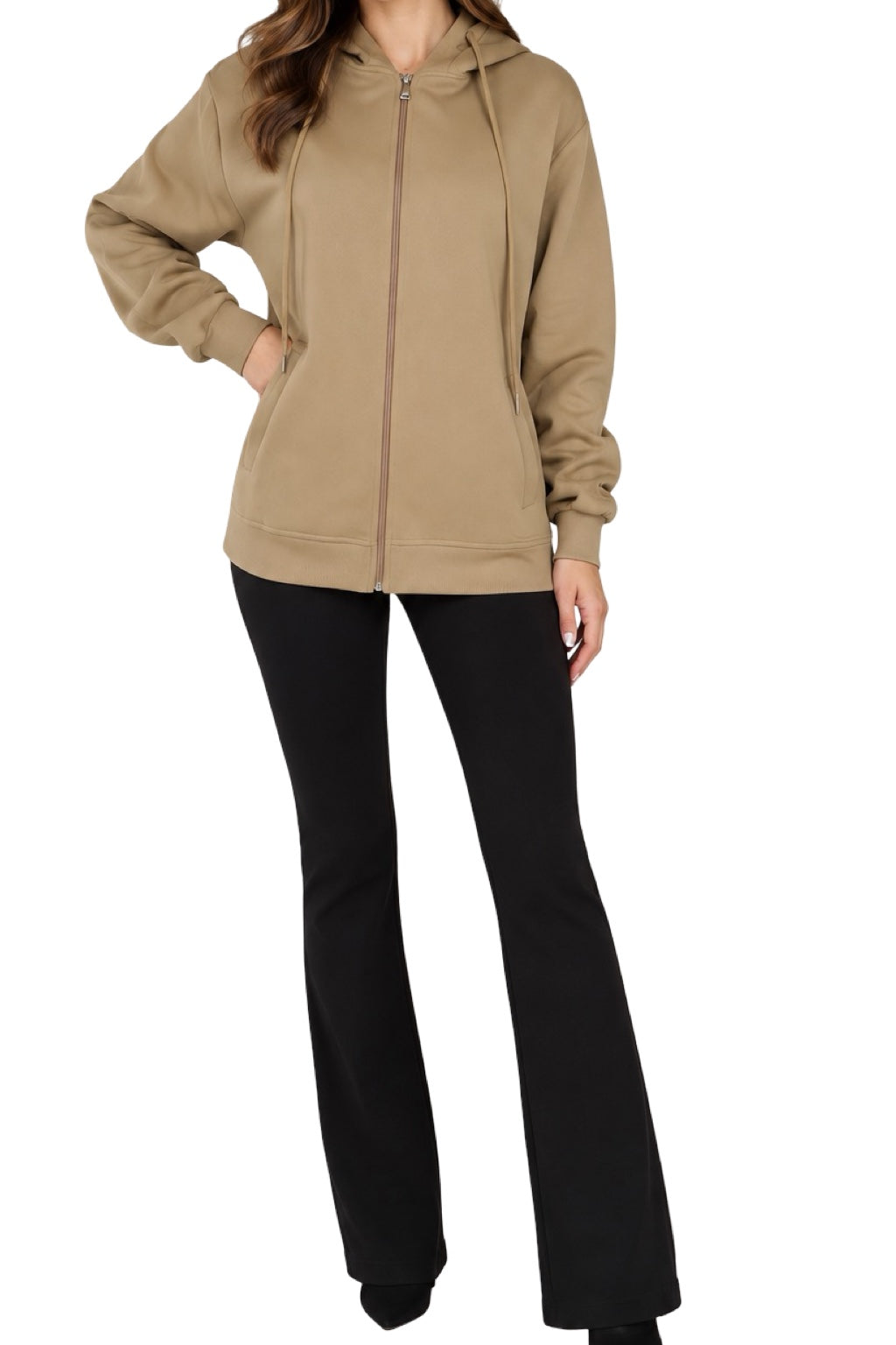 Felpa con zip e cappuccio Donna