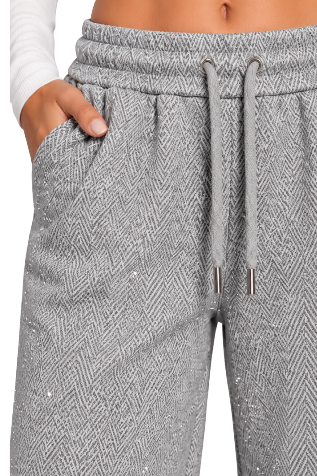Pantaloni Felpati con Brillantini