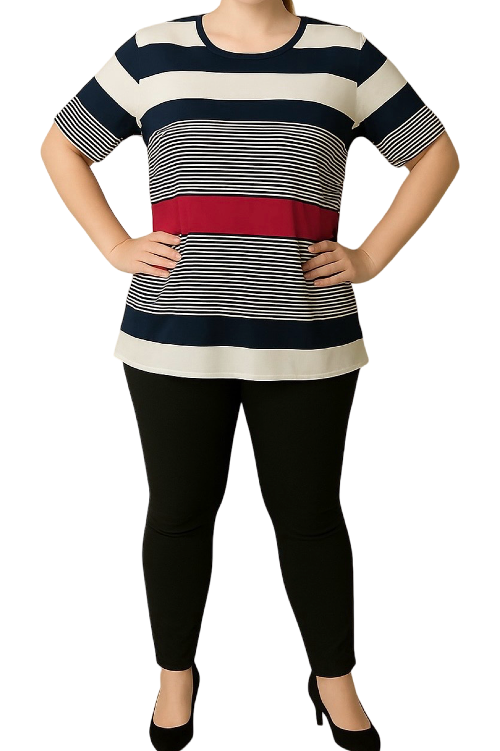 T-Shirt Righe Marca-BLUOLTRE