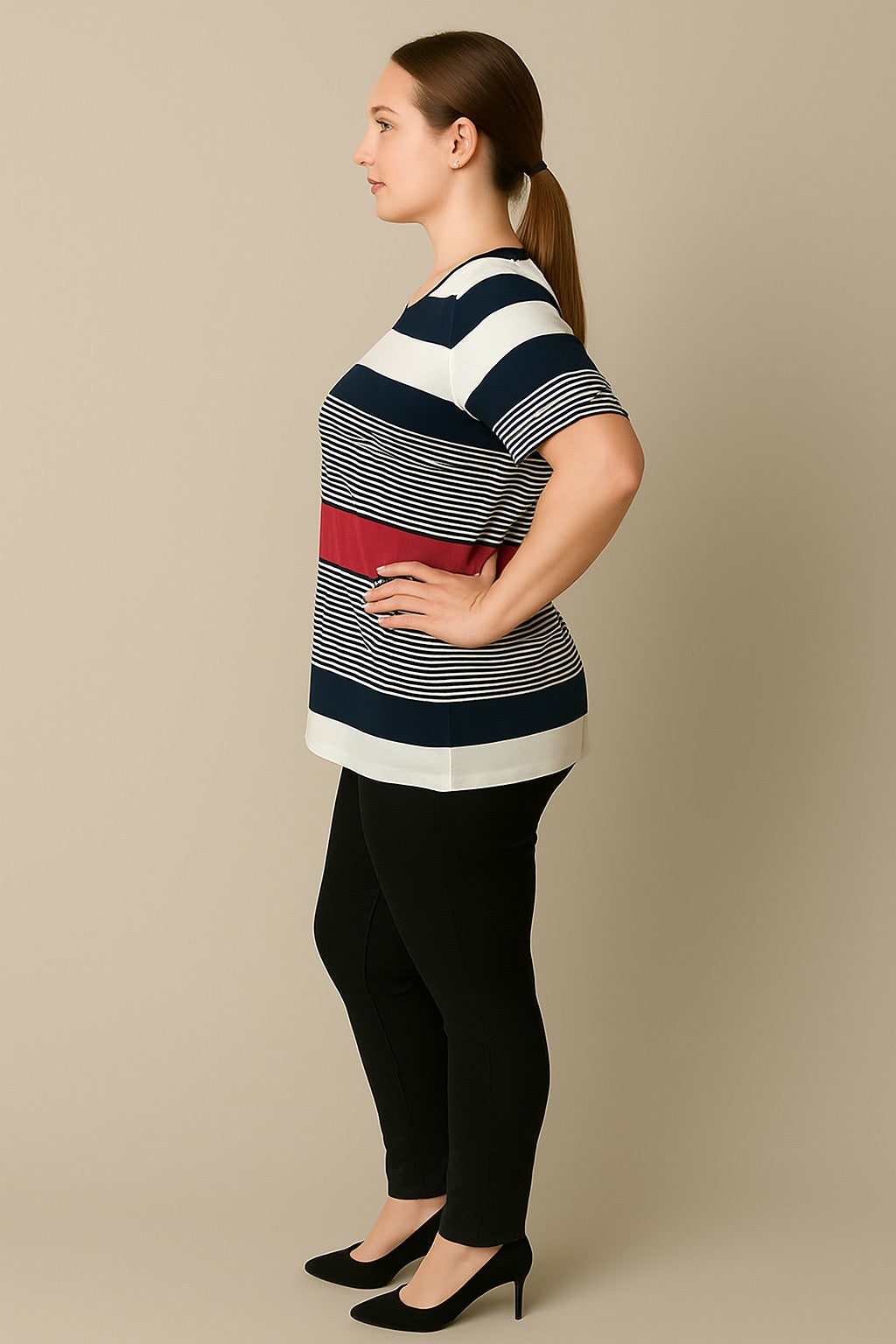 T-Shirt Righe Marca-BLUOLTRE