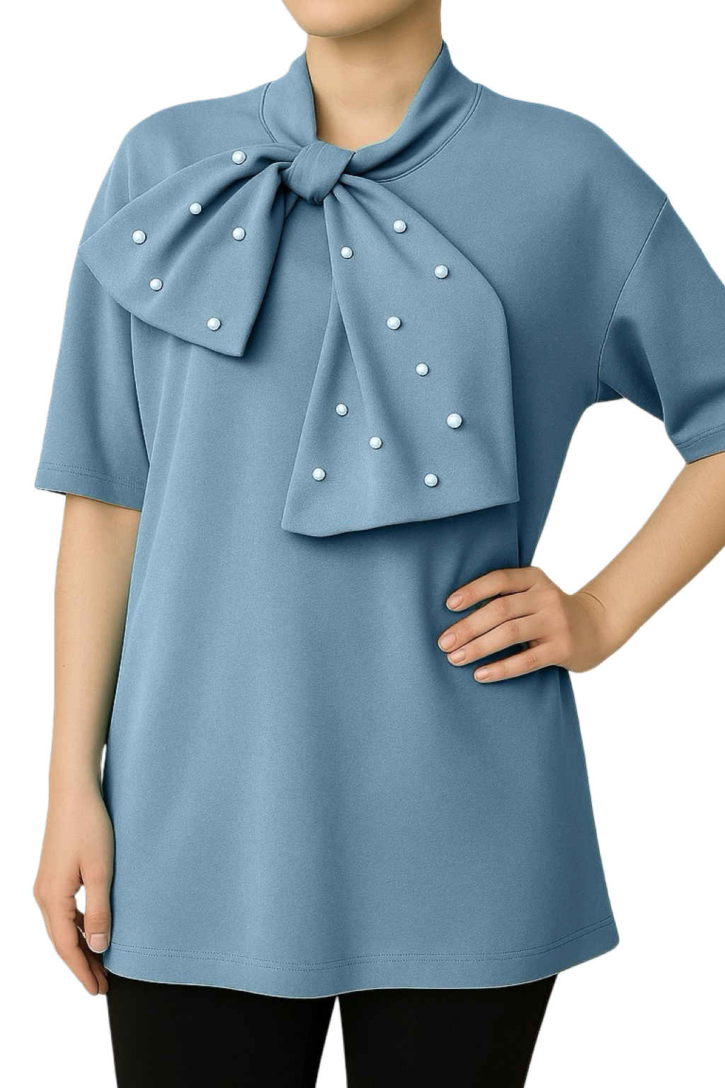 Blusa con Fiocco e Perline
