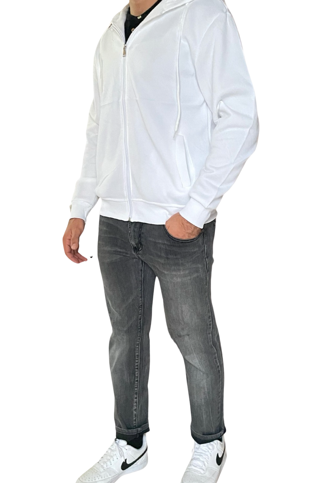 Felpa uomo con zip e cappuccio