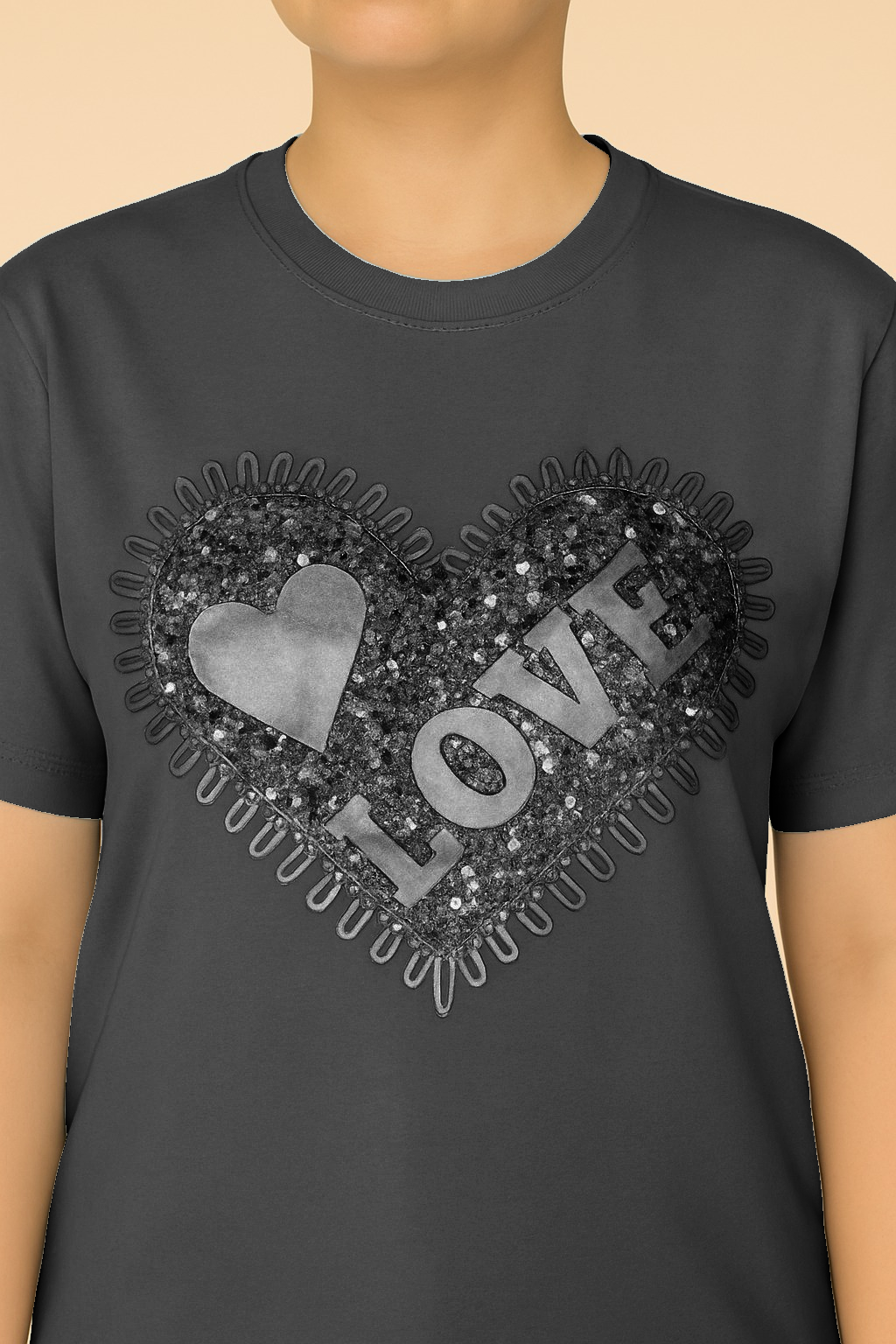 T-Shirt Cuore Paillettes
