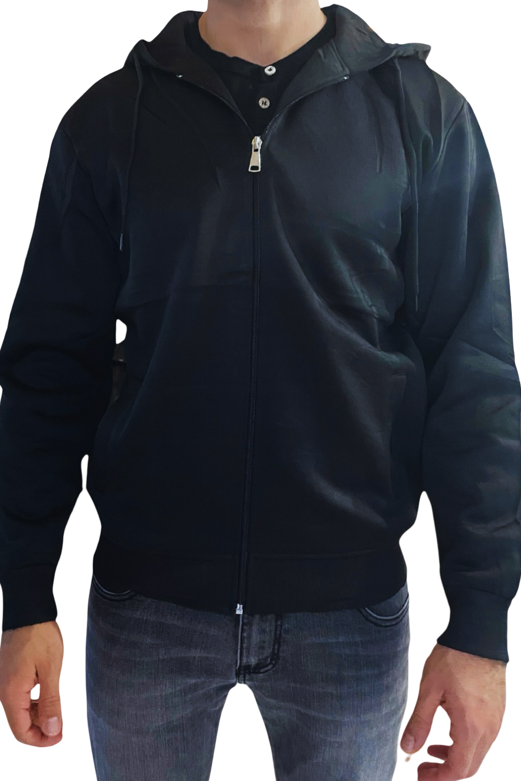 Felpa uomo con zip e cappuccio