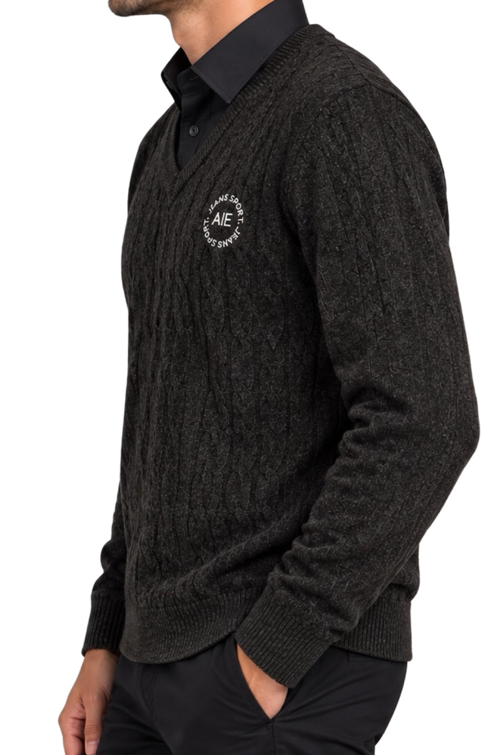 Maglione Uomo Scollo Camicia