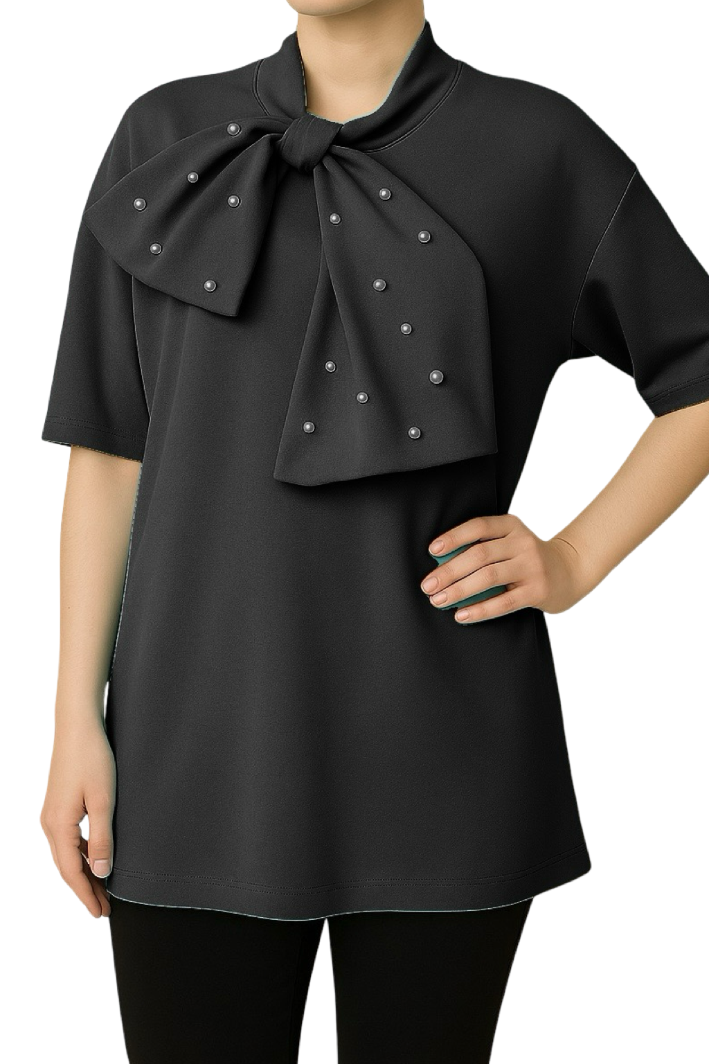 Blusa con Fiocco e Perline
