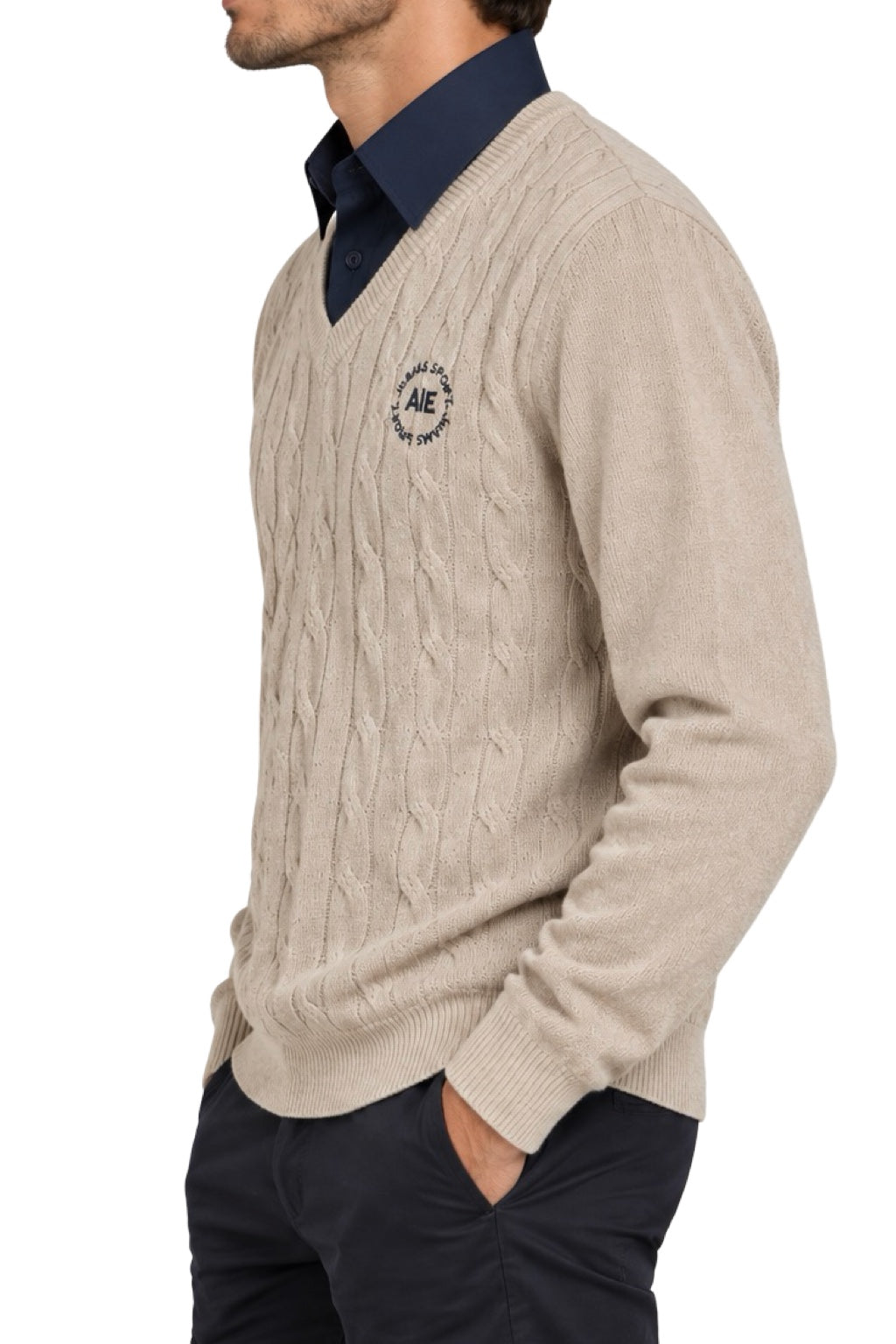 Maglione Uomo Scollo Camicia